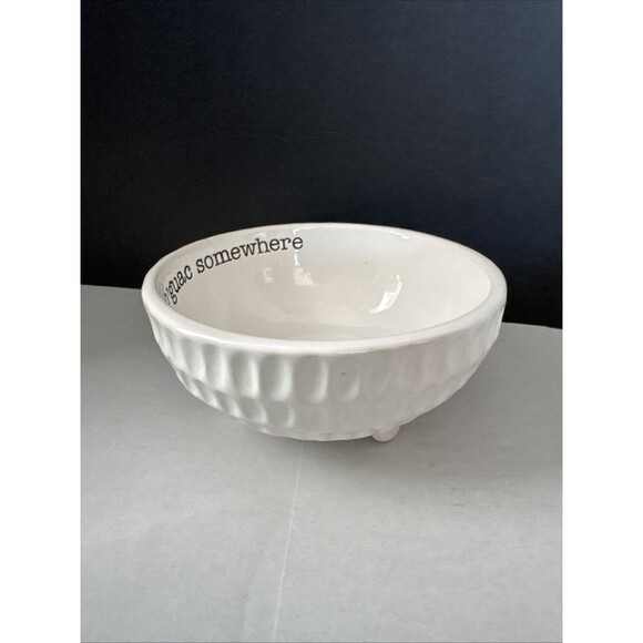 MUD PIE “It’s Five O’guac Somewhere” Bowl, White with Black Lettering. 6” - Picture 2 of 4